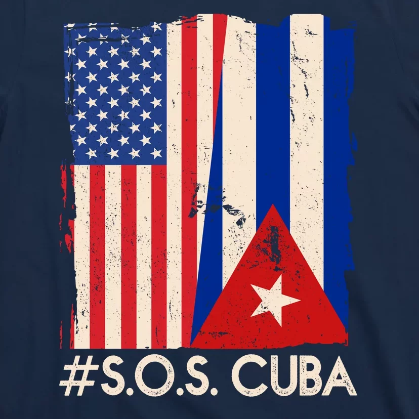 Cuba USA Flags United #S.O.S.CUBA T-Shirt