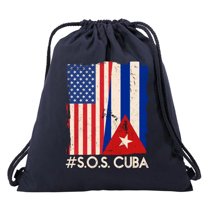 Cuba USA Flags United #S.O.S.CUBA Drawstring Bag