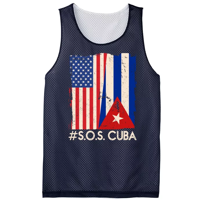 Cuba USA Flags United #S.O.S.CUBA Mesh Reversible Basketball Jersey Tank