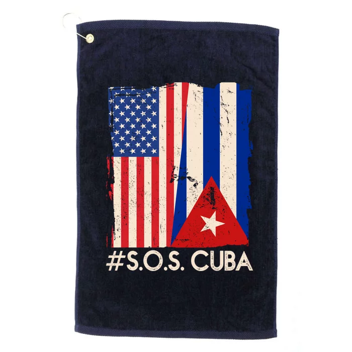 Cuba USA Flags United #S.O.S.CUBA Platinum Collection Golf Towel