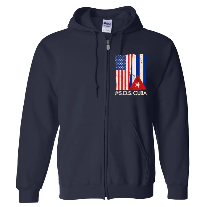 Cuba USA Flags United #S.O.S.CUBA Full Zip Hoodie