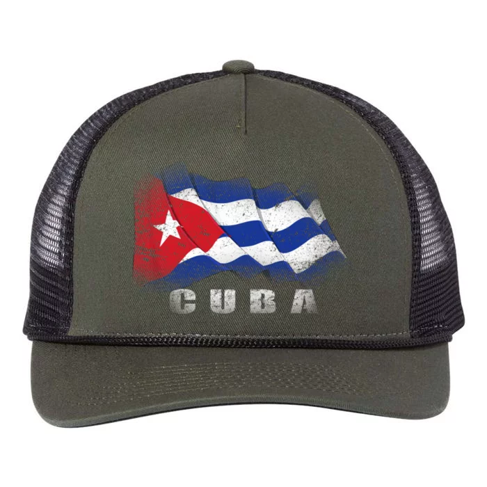 Cuban Flag Cuba Retro Rope Trucker Hat Cap