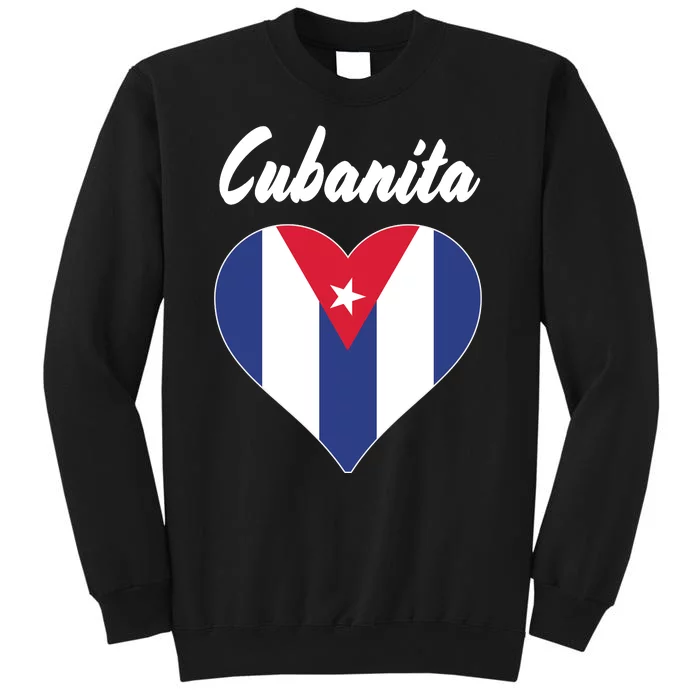 Cubanita Women Cuba Flag Hear Sweatshirt