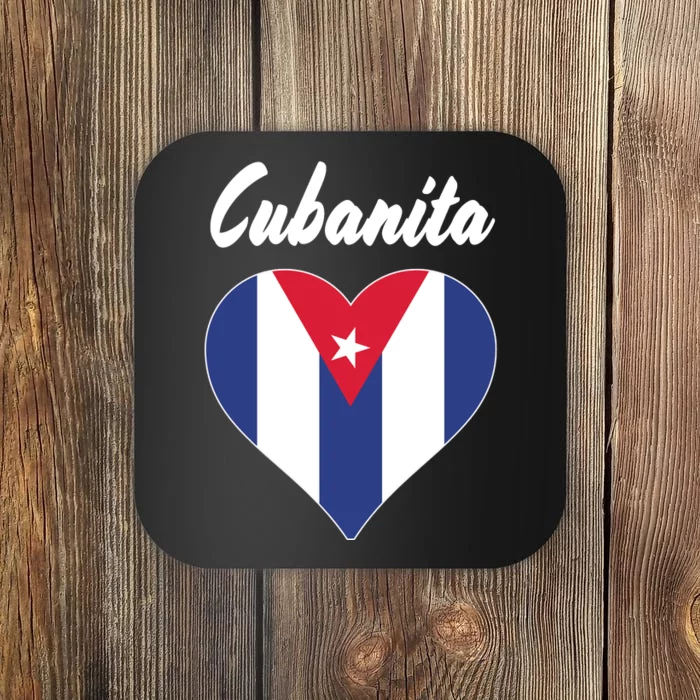 Cubanita Women Cuba Flag Hear Coaster