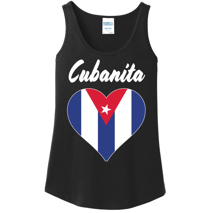 Cubanita Women Cuba Flag Hear Ladies Essential Tank