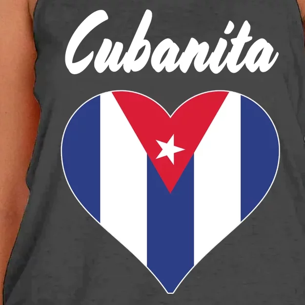 Cubanita Women Cuba Flag Hear Women's Knotted Racerback Tank