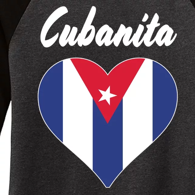 Cubanita Women Cuba Flag Hear Women's Tri-Blend 3/4-Sleeve Raglan Shirt