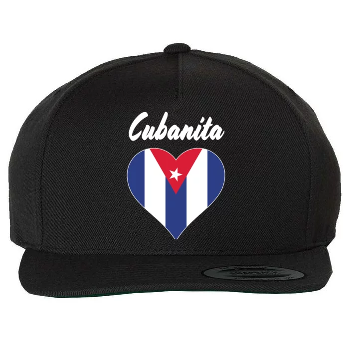 Cubanita Women Cuba Flag Hear Wool Snapback Cap