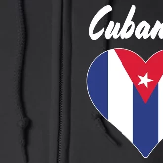 Cubanita Women Cuba Flag Hear Full Zip Hoodie