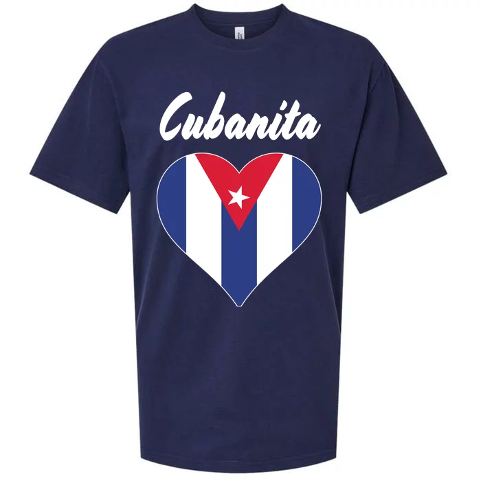 Cubanita Women Cuba Flag Hear Sueded Cloud Jersey T-Shirt