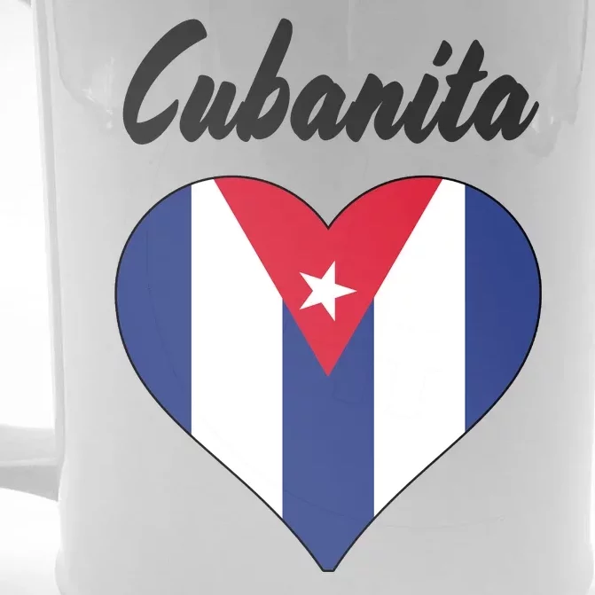 Cubanita Women Cuba Flag Hear Front & Back Beer Stein