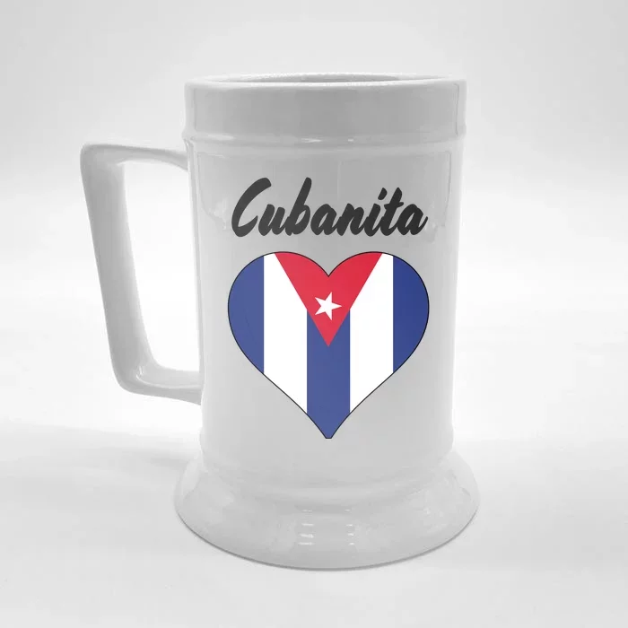 Cubanita Women Cuba Flag Hear Front & Back Beer Stein