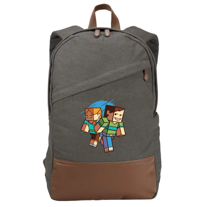 Cubic People Cartoon Cotton Canvas Backpack