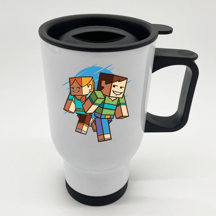 Cubic People Cartoon Front & Back Stainless Steel Travel Mug