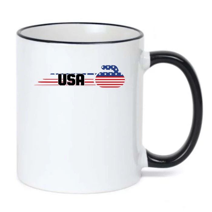 Cool USA Curling Team Sports Logo Black Color Changing Mug