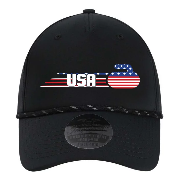 Cool USA Curling Team Sports Logo Performance The Dyno Cap