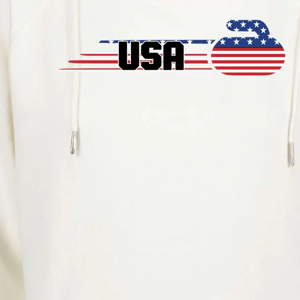 Cool USA Curling Team Sports Logo Womens Funnel Neck Pullover Hood