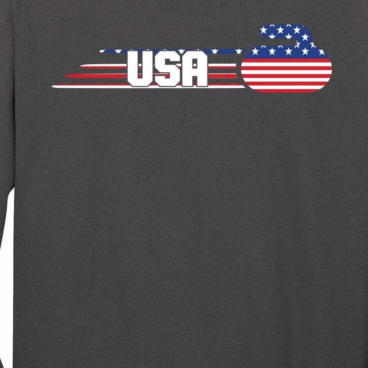 Cool USA Curling Team Sports Logo Tall Long Sleeve T-Shirt