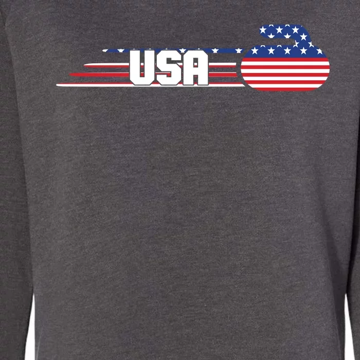 Cool USA Curling Team Sports Logo Womens California Wash Sweatshirt