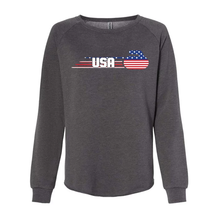 Cool USA Curling Team Sports Logo Womens California Wash Sweatshirt