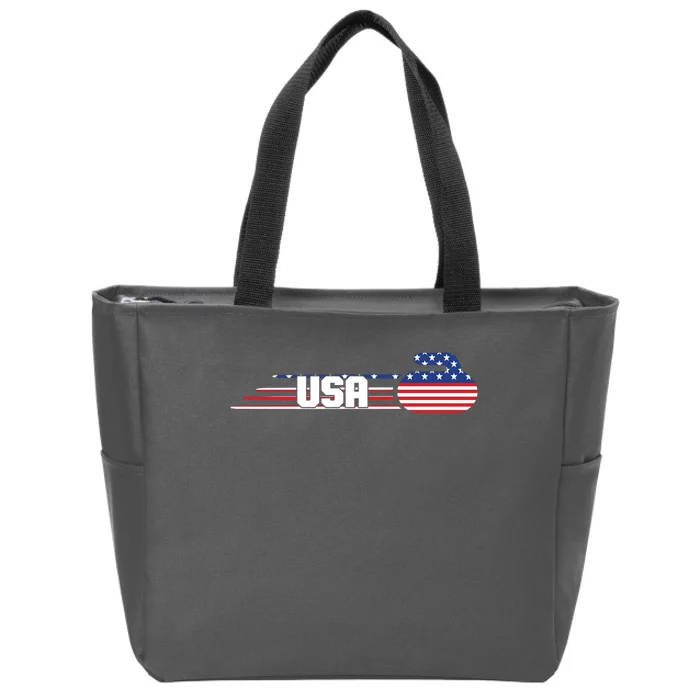 Cool USA Curling Team Sports Logo Zip Tote Bag