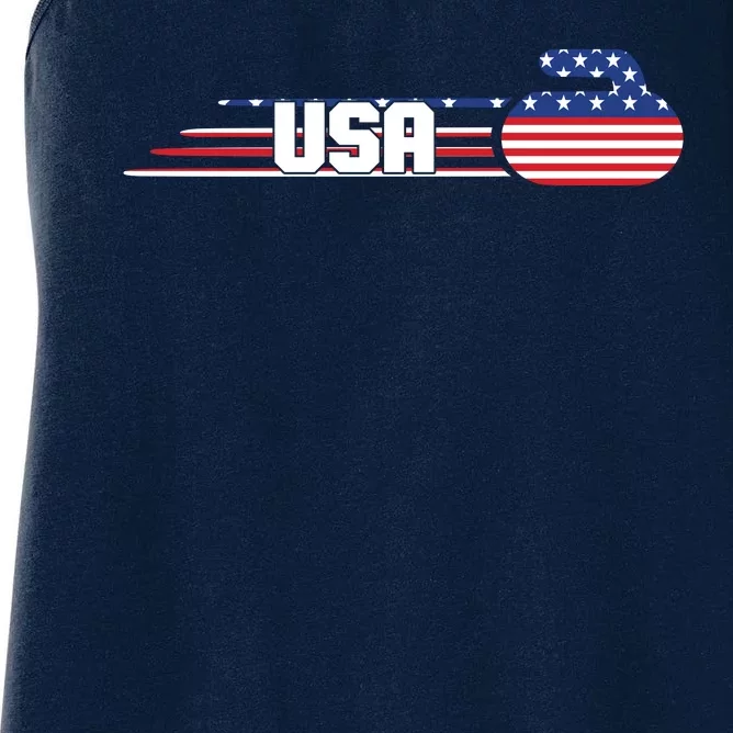 Cool USA Curling Team Sports Logo Women's Racerback Tank