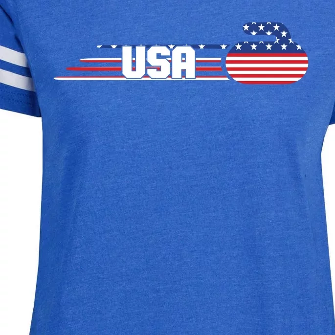 Cool USA Curling Team Sports Logo Enza Ladies Jersey Football T-Shirt