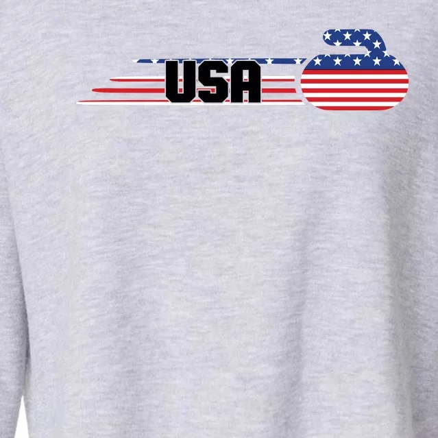 Cool USA Curling Team Sports Logo Cropped Pullover Crew