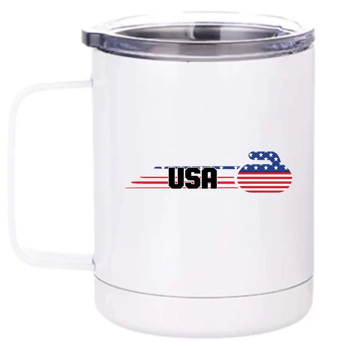 Cool USA Curling Team Sports Logo Front & Back 12oz Stainless Steel Tumbler Cup