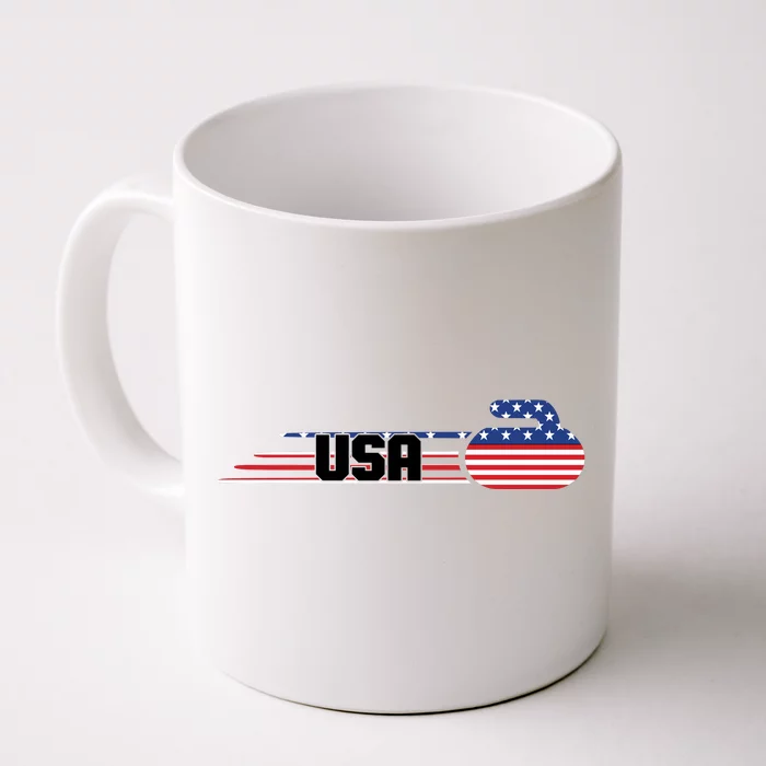 Cool USA Curling Team Sports Logo Front & Back Coffee Mug