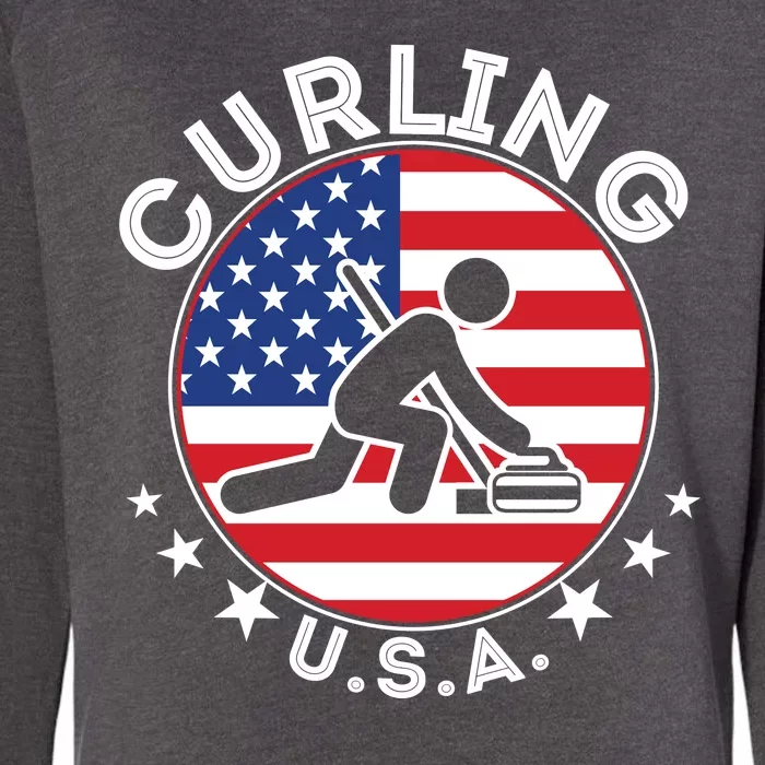 Cool USA Curling Team Flag Emblem Logo Womens California Wash Sweatshirt