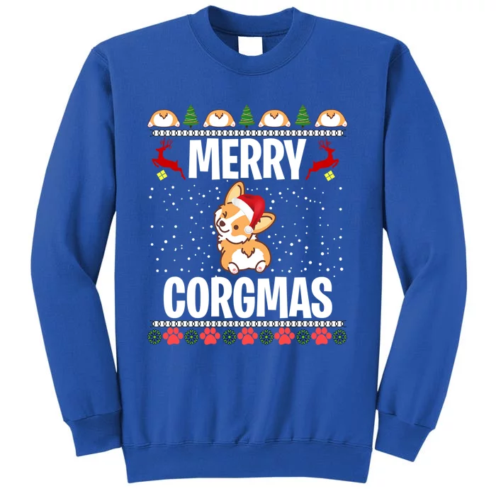 Corgi Ugly Christmas Sweater Merry Corgmas Santa Corgi Gift Tall Sweatshirt