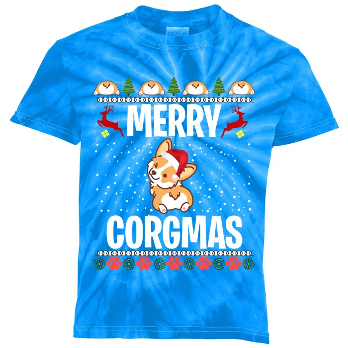 Corgi Ugly Christmas Sweater Merry Corgmas Santa Corgi Gift Kids Tie-Dye T-Shirt