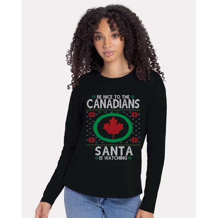 Canadian Ugly Christmas Party Funny Canada Maple Leaf Gift Womens Cotton Relaxed Long Sleeve T-Shirt