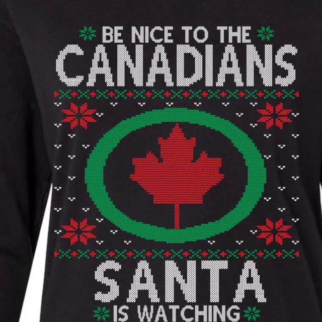 Canadian Ugly Christmas Party Funny Canada Maple Leaf Gift Womens Cotton Relaxed Long Sleeve T-Shirt