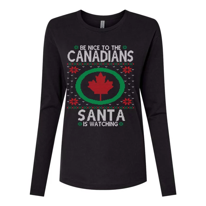 Canadian Ugly Christmas Party Funny Canada Maple Leaf Gift Womens Cotton Relaxed Long Sleeve T-Shirt