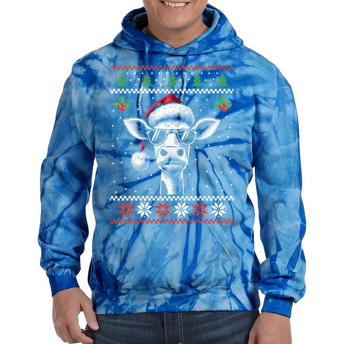 Cow Ugly Christmas Farmer Xmas Gift Tie Dye Hoodie