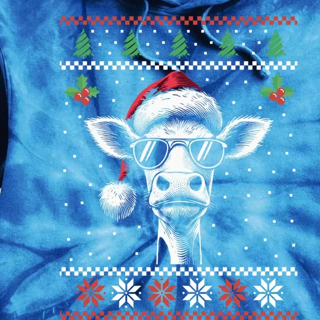 Cow Ugly Christmas Farmer Xmas Gift Tie Dye Hoodie