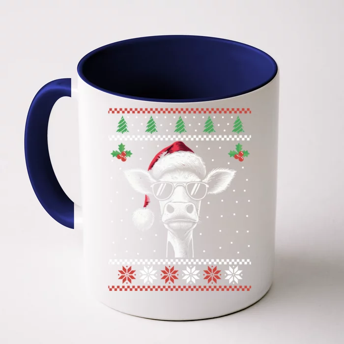 Cow Ugly Christmas Farmer Xmas Gift Front & Back Coffee Mug