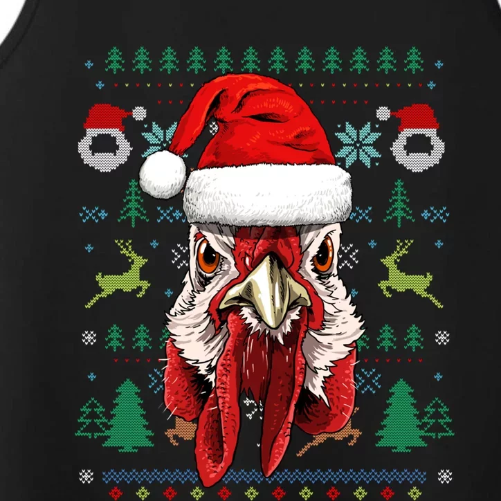 Chicken Ugly Christmas Santa Hat Xmas Boys Girls Cool Gift Performance Tank