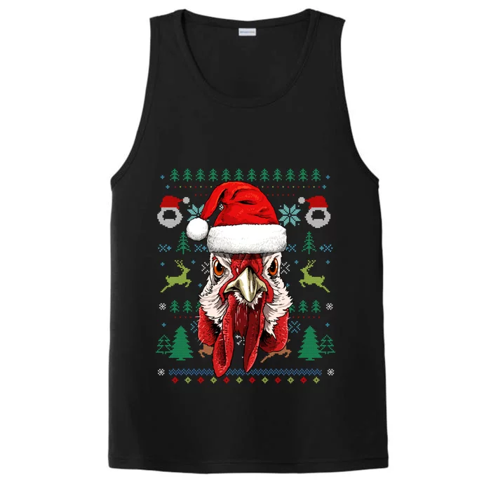 Chicken Ugly Christmas Santa Hat Xmas Boys Girls Cool Gift Performance Tank