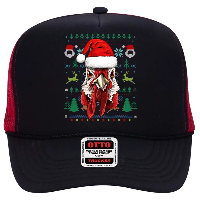 Chicken Ugly Christmas Santa Hat Xmas Boys Girls Cool Gift High Crown Mesh Trucker Hat