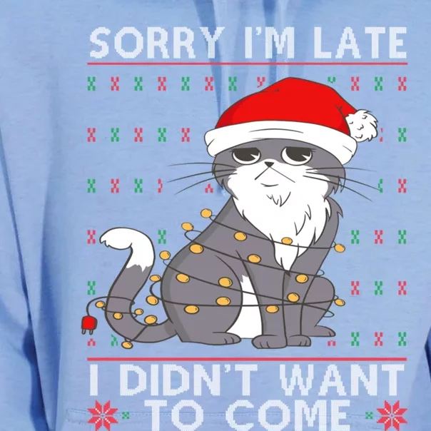 Cat Ugly Christmas Sweater Ideas Sorry Im Late I DidnT Want Gift Unisex Surf Hoodie