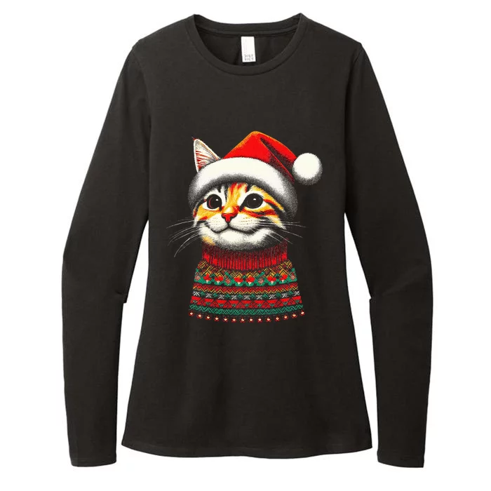 Cat Ugly Christmas Sweater Pajamas Womens CVC Long Sleeve Shirt