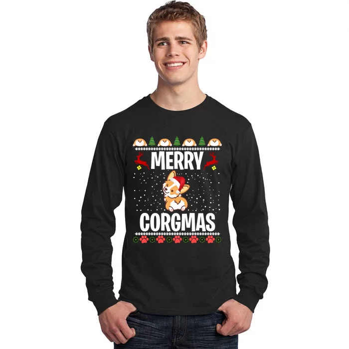 Corgi Ugly Christmas Sweater Merry Corgmas Santa Corgi Tall Long Sleeve T-Shirt