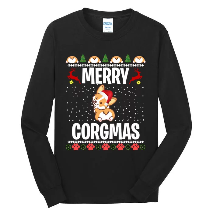 Corgi Ugly Christmas Sweater Merry Corgmas Santa Corgi Tall Long Sleeve T-Shirt