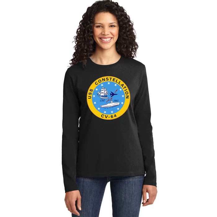 CV-64 USS Constellation U.S. Aircraft Carrier Ladies Long Sleeve Shirt