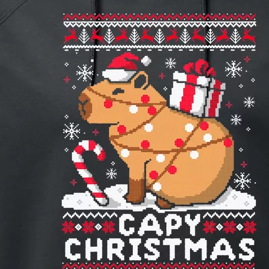 Capy Ugly Christmas Sweater Capybara Lover Christmas Performance Fleece Hoodie