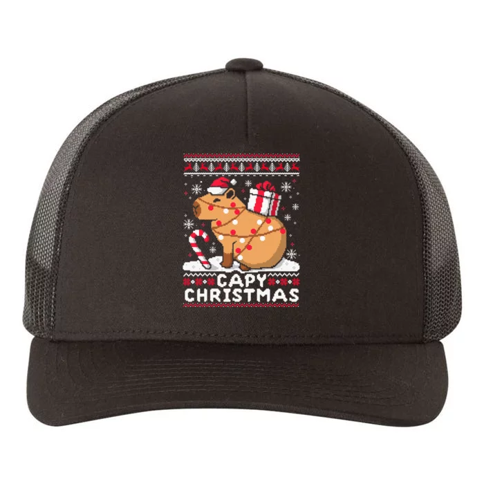 Capy Ugly Christmas Sweater Capybara Lover Christmas Yupoong Adult 5-Panel Trucker Hat