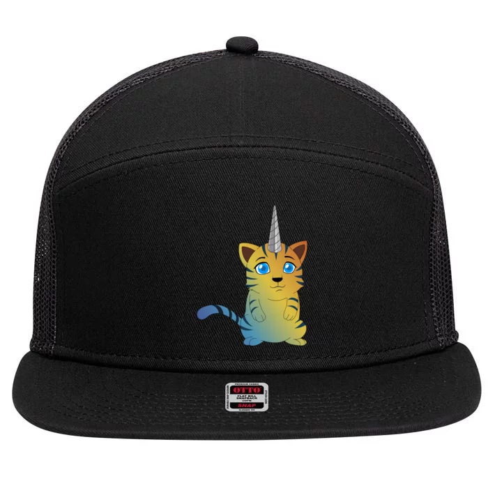 Cat Unicorn Caticorn 7 Panel Mesh Trucker Snapback Hat